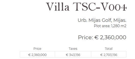 Villa TSCV_004 Payment Plan 1